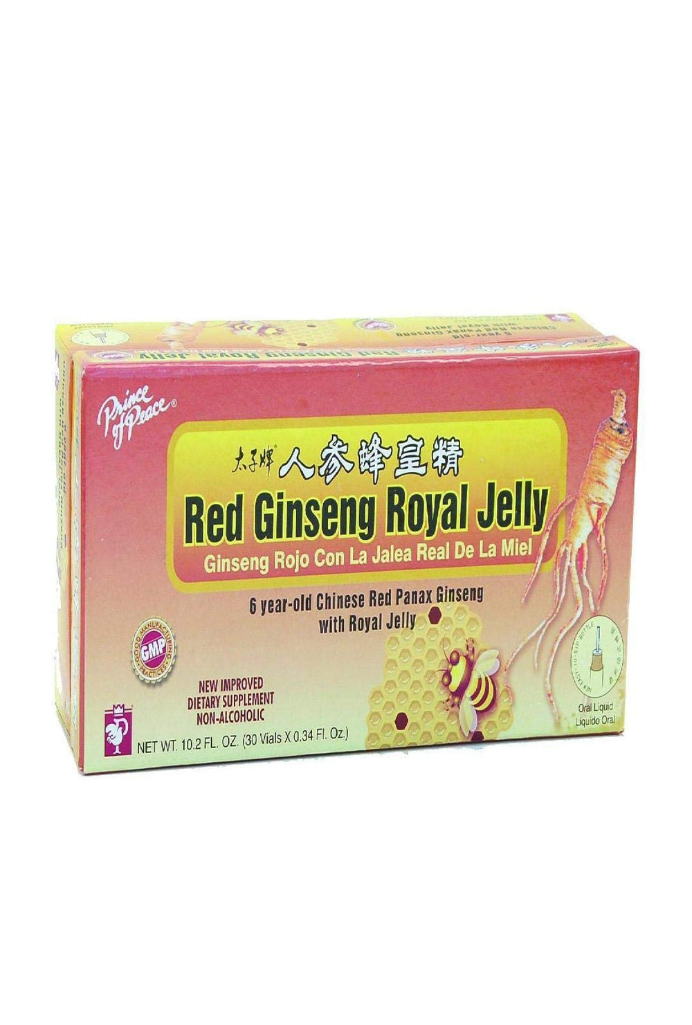 Prince of Peace red ginseng royal jelly bottle for easy daily energy support.