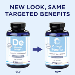 Close-up of PRN DE Omega-3 softgels showing smooth texture and purity.