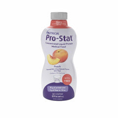 Pro-Stat bottle with peach flavor highlights convenient protein nutrition