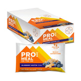 Probar MEAL Bar Blueberry Muffin package view highlights gluten-free nutrition.