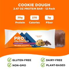Probar Protein Bar Cookie Dough gluten-free Non-GMO packaging highlights clean ingredients.