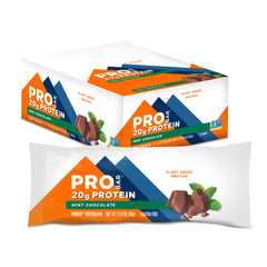 Probar Mint Chocolate Protein Bar packaging close-up highlighting plant-based protein benefits