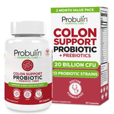 Probulin colon support bottle front showing the 60-count probiotic supplement for daily gut balance.