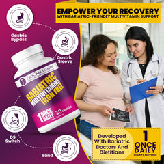 Label on ProCare Health iron-free multivitamin highlighting essential vitamins