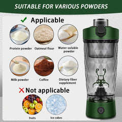 PROCHAIN electric protein shaker bottle storage compartment keeps powder organized