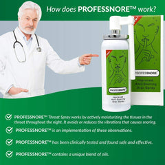 Professnore natural ingredients blend highlights a gently formulated snore support.