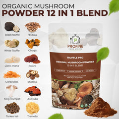 PROFINE Truffle PRO mushroom powder in oatmeal bowl—adds earthy depth and convenient daily nutrition