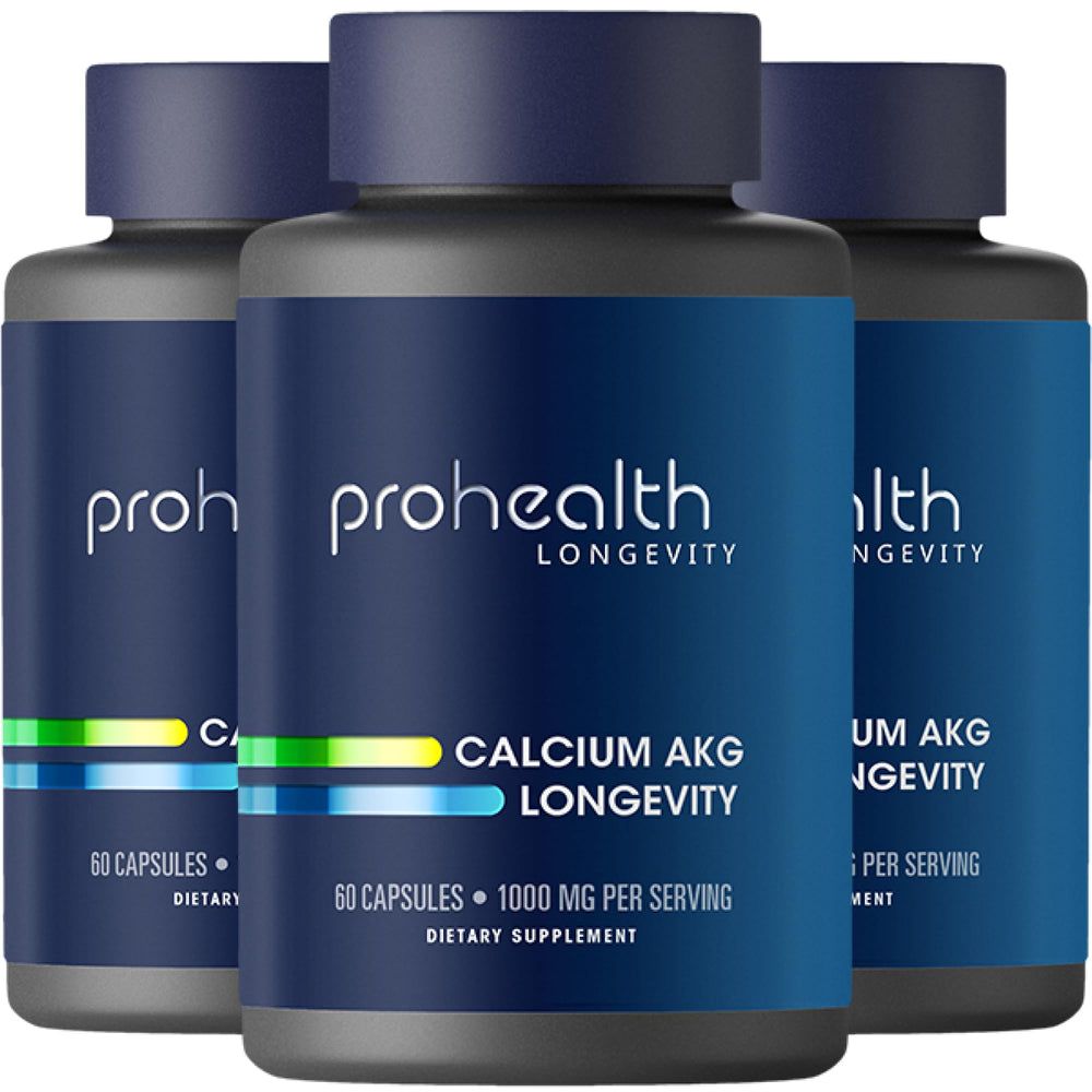 ProHealth Ca AKG bottle front showing 60 capsules for daily energy support
