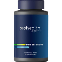 ProHealth Pure Spermidine bottle closeup highlights clean vegan formula for daily wellness support.