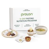 Prolon 5-day kit box with samples for a guided fasting program.