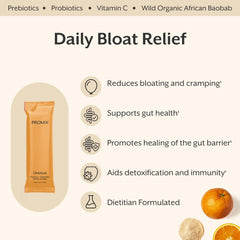 Front packaging of ProMix Debloat showing orange packaging and product name.