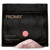 Promix Nutrition Pre-Workout Raspberry Lemon bottle highlighting energy and focus.