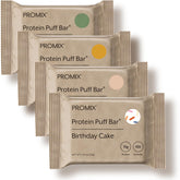 ProMix Nutrition Protein Puff Bars Birthday Cake pack offers a high-protein snack on the go