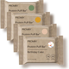 ProMix Nutrition Protein Puff Bars Birthday Cake pack offers a high-protein snack on the go