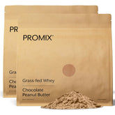 Promix Nutrition whey protein powder chocolate peanut butter bag showcasing grass-fed formula for high-protein nutrition.