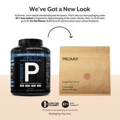Promix whey protein powder serving scoop highlights convenient post-workout fueling.