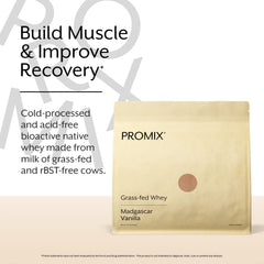 Promix Whey Vanilla pour and mix shows smooth blending for post-workout shakes.