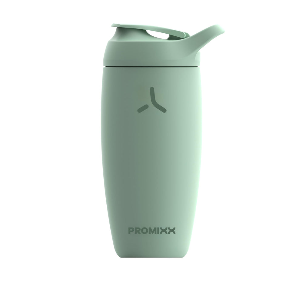 Promixx Pursuit bottle in seagrass green with insulated steel keeps drinks cold on the go.