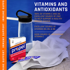 Propel Immune Support Powder Lemon Blackberry close-up label highlighting flavor.