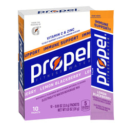 Propel Immune Support Powder Lemon Blackberry bottle on shelf for daily wellness ritual.