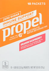 Propel Immune Support Powder bottle with orange raspberry flavor for daily wellness