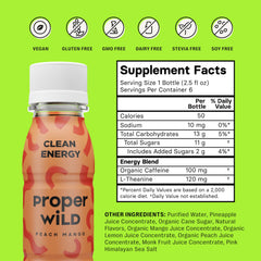 Proper Wild Peach Mango energy shot being poured into a glass.