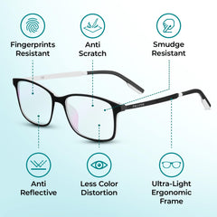 Prospek Arctic anti-glare lenses minimize reflections for clearer viewing.