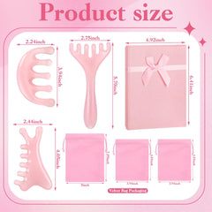 Prosuites pink resin gua sha comb highlighting gentle scalp and hair smoothing.