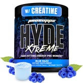 PROSUPPS Mr. HYDE Extreme blue razz bottle boosts workout energy.