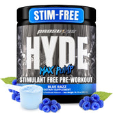 PROSUPPS Mr. Hyde Max Pump bottle with blue razz flavor for caffeine-free training pumps