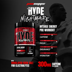 PROSUPPS Mr Hyde Nightmare tub label highlights Blood Berry flavor.