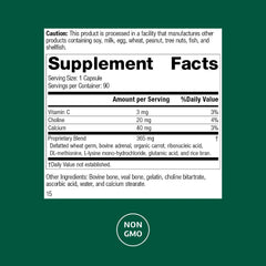 Protefood capsules close-up highlighting calcium and vitamin C for cellular support.