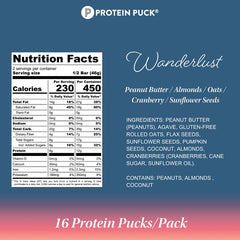 Protein Puck vegan protein bar close-up with real fruits and nuts, nutritious snack