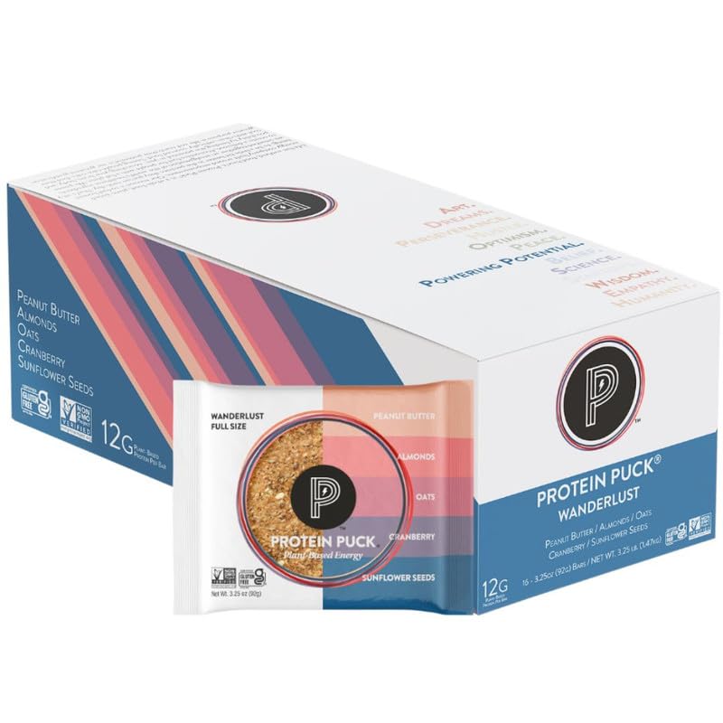Protein Puck Wanderlust bar pack on display for on-the-go energy