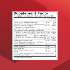 PROTOCOL FOR LIFE BALANCE B Complex Neuro Factors label closeup highlights coenzyme vitamins