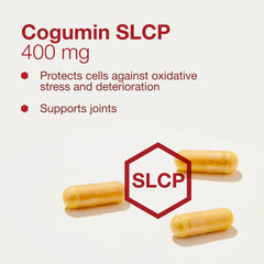 Cogumin SLCP packaging highlights gluten-free, dairy-free, nut-free attributes.