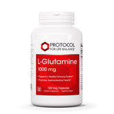 PROTOCOL FOR LIFE BALANCE L-Glutamine 1000mg bottle front shows convenient capsules for daily gut support.