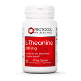 Protocol for Life Balance L-Theanine 200mg capsules for relaxed, alert focus.