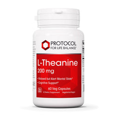 Protocol for Life Balance L-Theanine 200mg capsules for relaxed, alert focus.