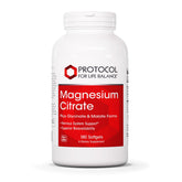 Protocol For Life Balance magnesium citrate glycinate malate softgels bottle for daily heart and bone support.