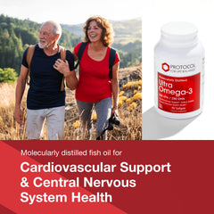 PROTOCOL FOR LIFE BALANCE Ultra Omega-3 label, non-GMO and halal assurance.