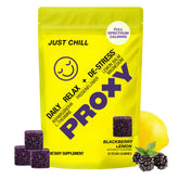 PROXY Just Chill front label shows blackberry lemon flavor for daily stress support.
