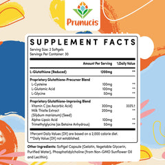 Prunucis glutathione with vitamin C—label highlights added immune-support ingredients.