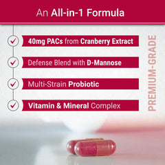 Cranberry PACs illustration associated with PRVNT urinary defense