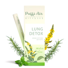 PUFFIAIR diffuser pen with mullein, thyme and mint for natural aroma and subtle breath freshness.