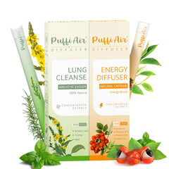 PUFFIAIR Focus Energy Duo pen in front view with Green Orange blend, for on-the-go focus.