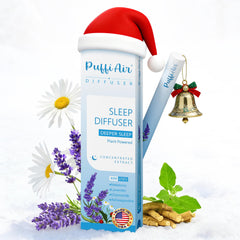 PUFFIAIR Herbal Anxiety Pen bottle with lavender aroma for calming nightly routines.