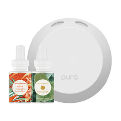 Pura 4 diffuser on table shows compact, stylish design for living spaces
