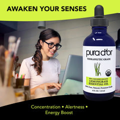 PURA D'OR Lemongrass diffuser aroma creating an uplifting room ambiance