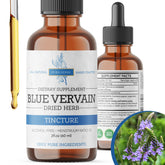 Pura Herba Blue Vervain bottle pour, highlighting the tincture’s color for a calming ritual.
